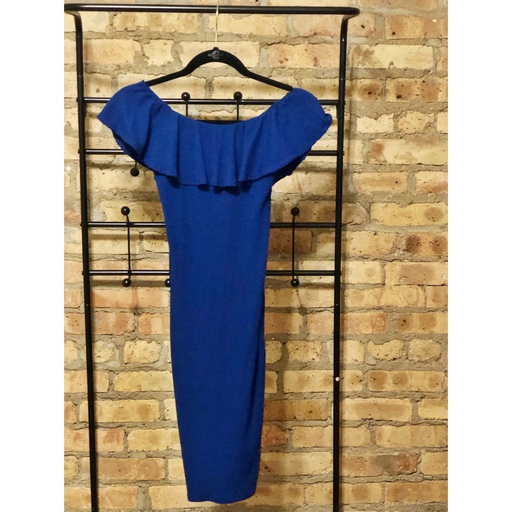 Blue off the shoulder dress